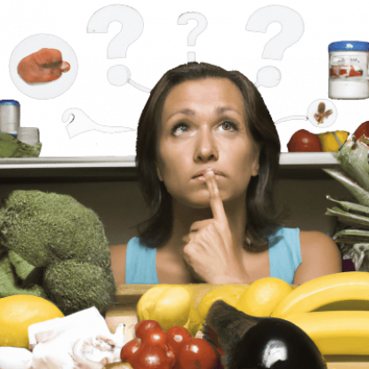 Frau denkt über gesunde Ernährung nach.
